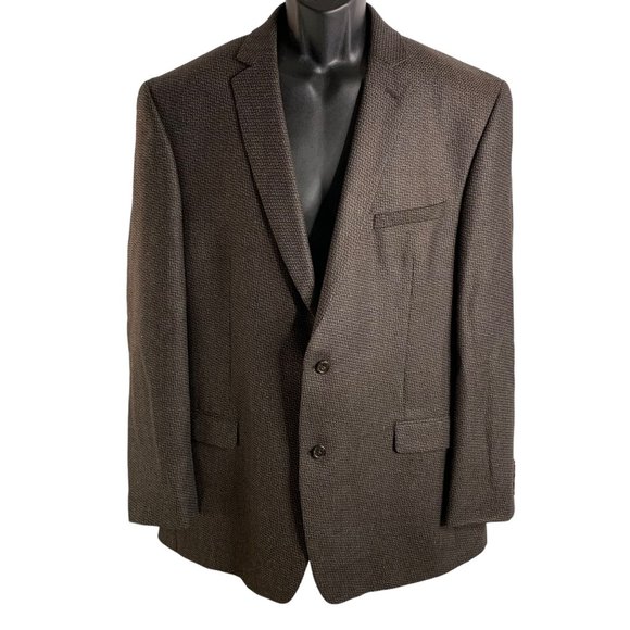 Joseph Abbound Silk Wool Blazer Jacket 46 Brown Blue 2 Button Lined Pockets - Picture 1 of 6